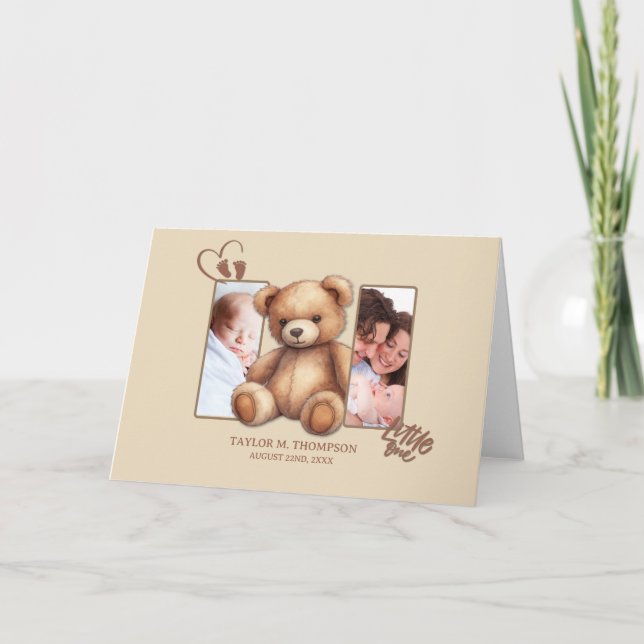 Gender Neutral Personalized Baby Photo Card (Front)