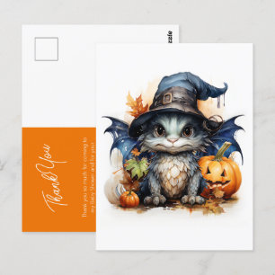 Gender Neutral Personalized Watercolor Baby Dragon Postcard