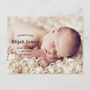Gender Neutral Photo Birth Announcement Postcard