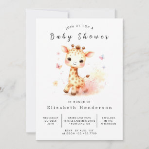 Gender Neutral Printable Giraffe Baby Shower Invitation