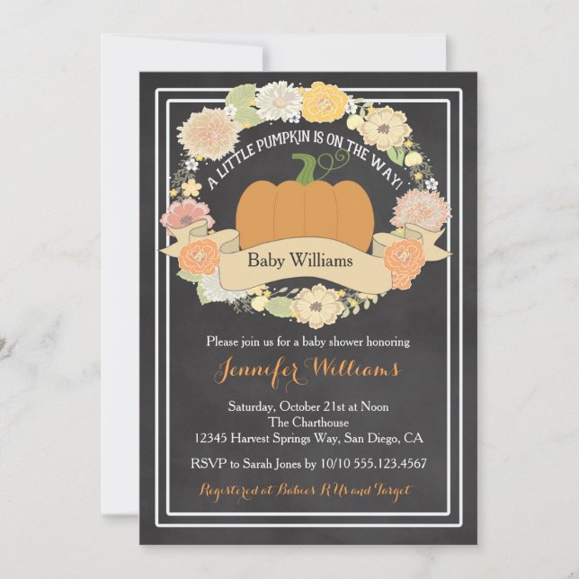 Gender Neutral Pumpkin Baby Shower Invitation (Front)
