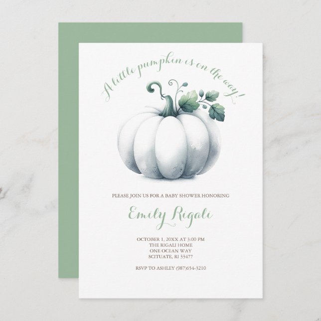 Gender Neutral Pumpkin Baby Shower Invitations (Front/Back)