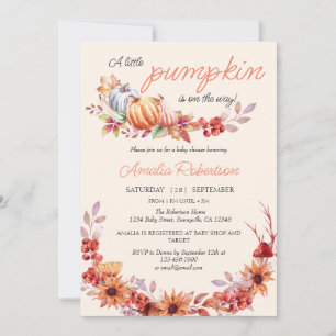 Gender Neutral Pumpkin Fall Autumn Baby Shower Invitation