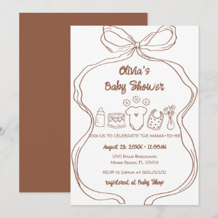 gender Neutral Quirky Hand Drawn Bow Baby Shower Invitation