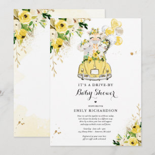 Gender Neutral Safari Animals Drive By Baby Shower Invitation