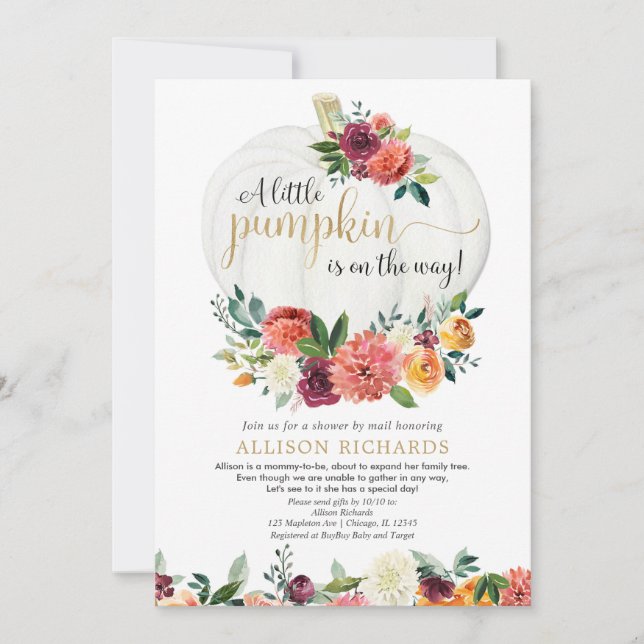 Gender neutral Shower by Mail fall baby shower Invitation (Front)