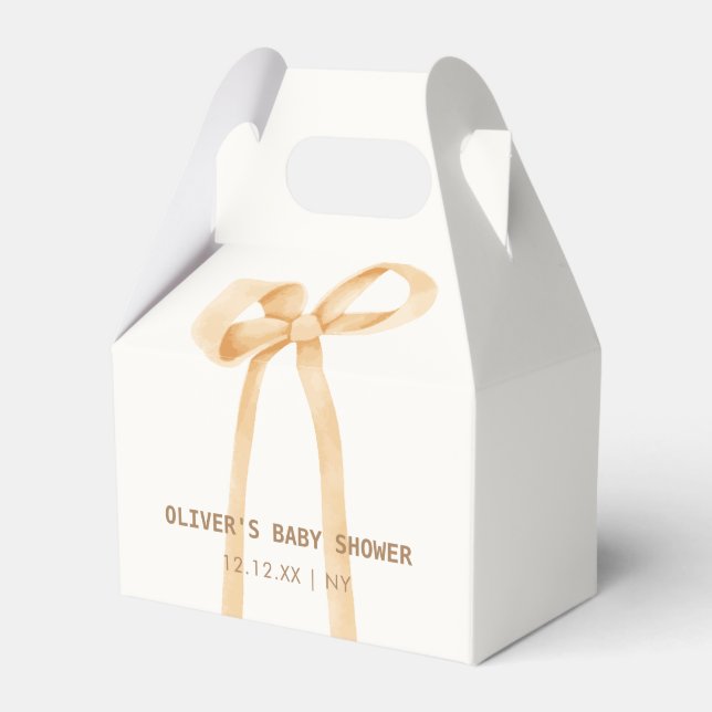 Gender Neutral Simple Bow Baby Shower  Favor Box (Front Side)