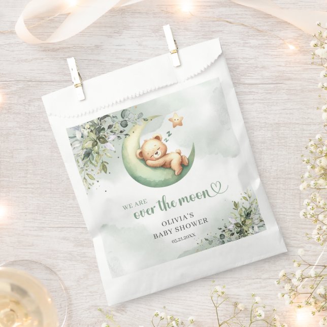 Gender neutral sleeping teddy bear eucalyptus moon favour bag (Clipped)