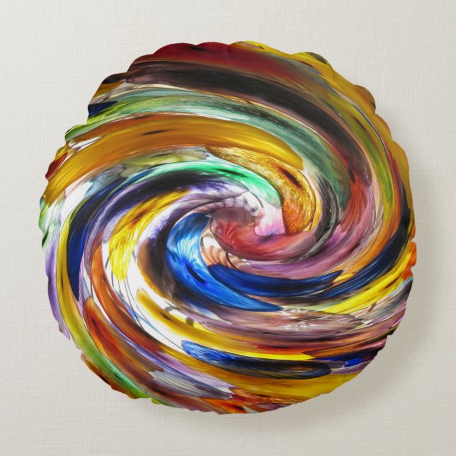 Gender Neutral Sprial Colour Swirled Colourful Round Pillow (Front)