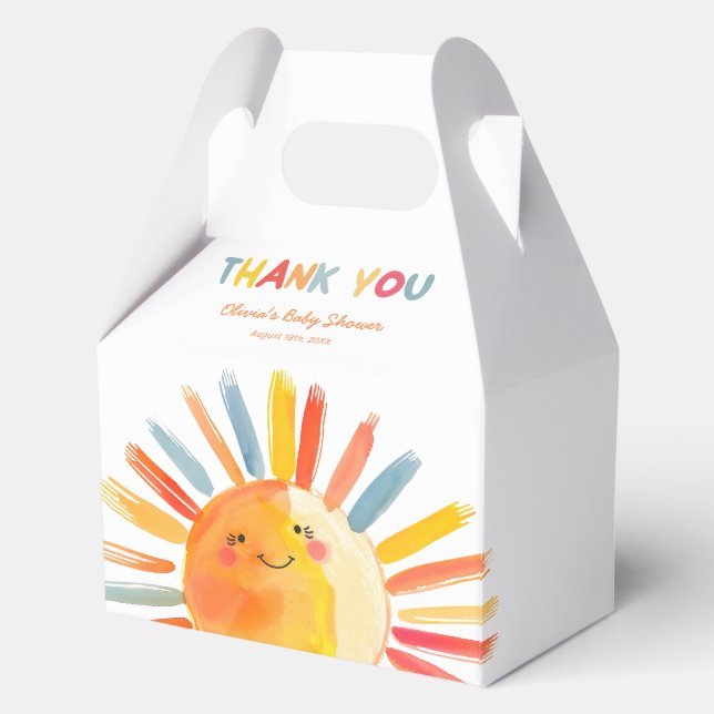Gender Neutral Sunshine Baby Shower Favor Box (Front)
