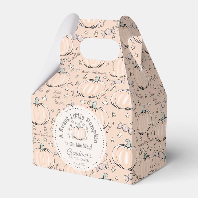 Gender Neutral Sweet Little Pumpkin Baby Shower Favor Box (Front Side)
