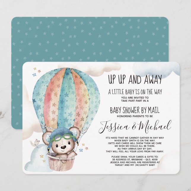 Gender Neutral Teddy Bear | Baby Shower by Mail Invitation (Front/Back)