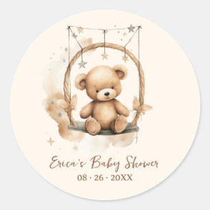 Gender Neutral, Teddy Bear Baby Shower Classic Round Sticker