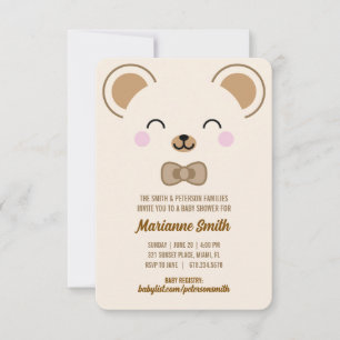 Gender Neutral Teddy Bear Baby Shower Evite Print Invitation