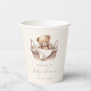 Gender Neutral Teddy Bear Boho Baby Shower Paper Cups