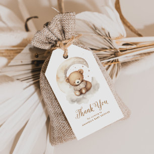 Gender Neutral Teddy Bear Moon Baby Shower Favour Gift Tags