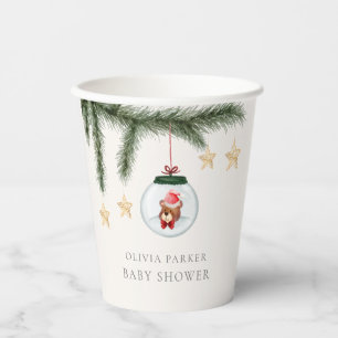Gender Neutral Teddy Bear Winter Baby Shower  Paper Cups