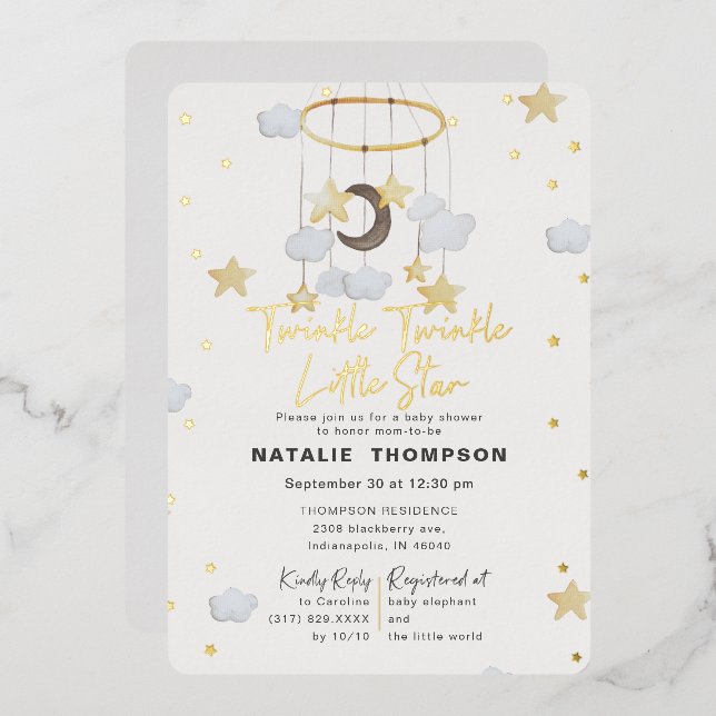 Gender Neutral Twinkle Little Star Baby Shower (Front/Back)