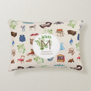 Gender Neutral Vintage Baby Nursery Toys Pattern Accent Pillow