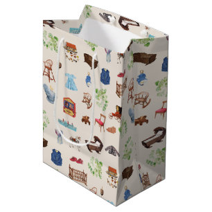 Gender Neutral Vintage Baby Nursery Toys Pattern Medium Gift Bag