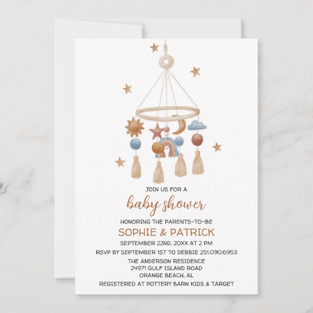 Gender Neutral Vintage Baby Shower Invitation  (Front)