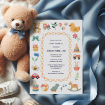 Gender Neutral Vintage Toys Baby Shower 