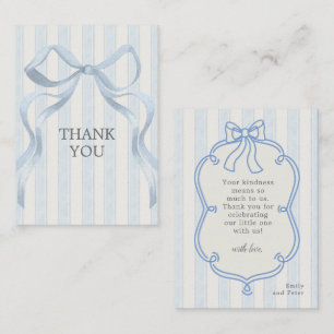 Gender Neutral Watercolor Blue Bow Baby Shower Card