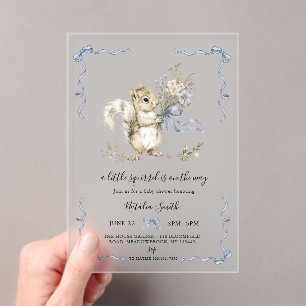Gender Neutral watercolor Squirrel Baby Shower  Acrylic Invitations