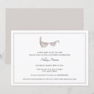 Gender Neutral Whale Watercolor baby Shower Invitation