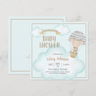 Gender Neutral Woodland Teddy Bear Baby Shower Invitation