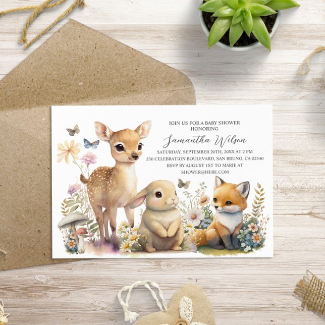 Gender Neutral Woodland Wild Baby Shower Invitatio Invitation (Creator Uploaded)