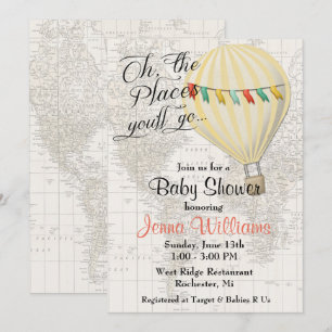 Gender Neutral Yellow Balloon Baby Shower Invitation