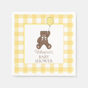 Gender Neutral Yellow Teddy Bear Baby Shower Napkin