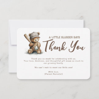 Gender NeutralTeddy Bear Baseball Baby Shower Thank You Card