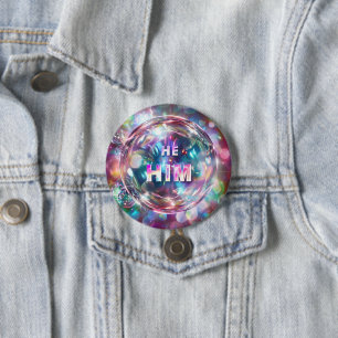 Gender Pronouns He/Him Digital Art 3 Inch Round Button