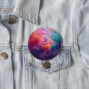 Gender Pronouns They Them Digital Art 3 Inch Round Button