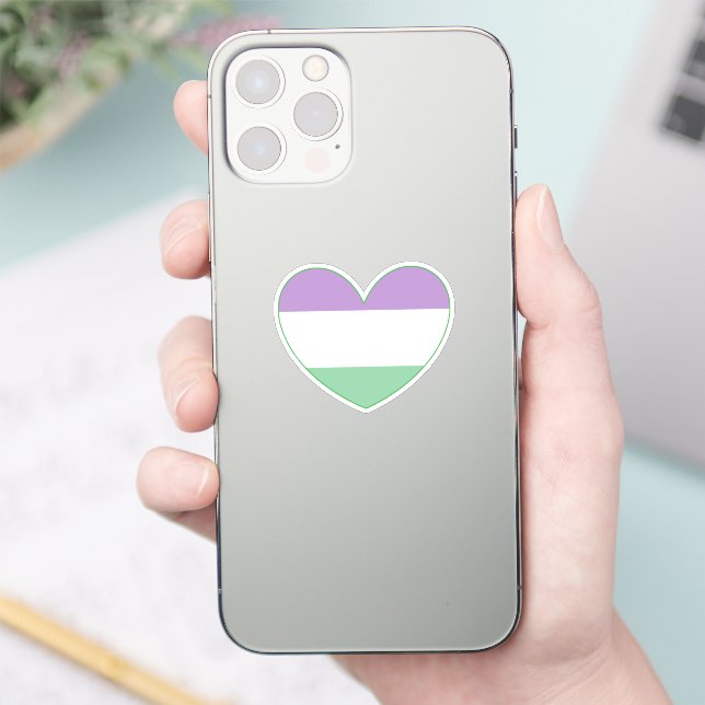 Gender Queer Purple, Green, White Pride Heart (Phone)