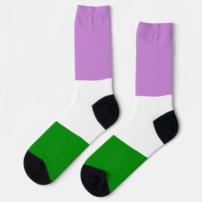 Gender Queer Purple Green White Striped LGBT Socks (Left)