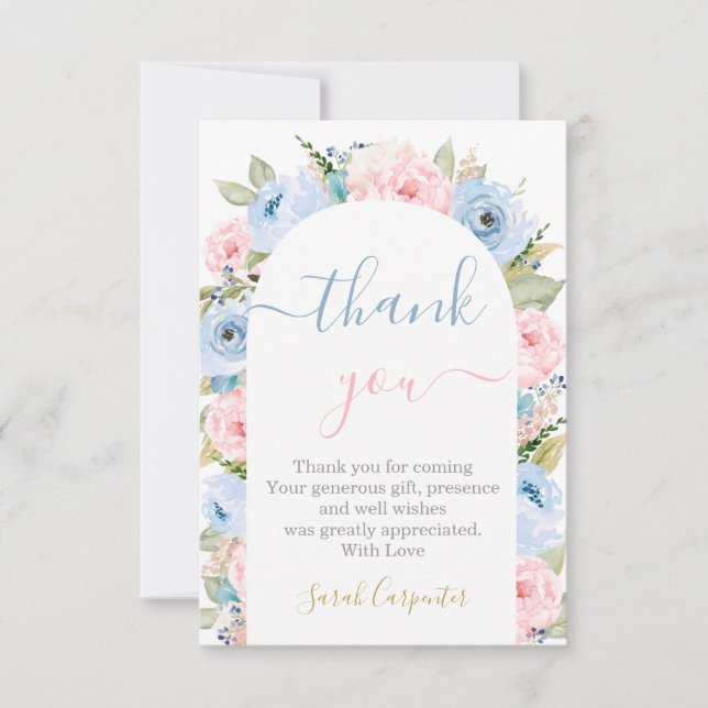 Gender Reveal Arch thank you Note Card (Front)