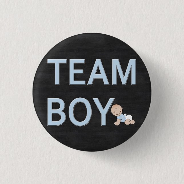 Gender Reveal Baby Party Custom Team Boy 1 Inch Round Button (Front)