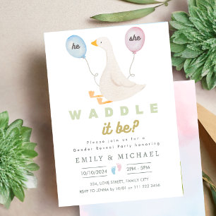 Gender Reveal Baby Pregnancy Waddle It Be Goose Invitation