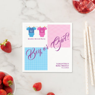 Gender Reveal Baby Shower Boy or Girl? Girl Boy. Napkin
