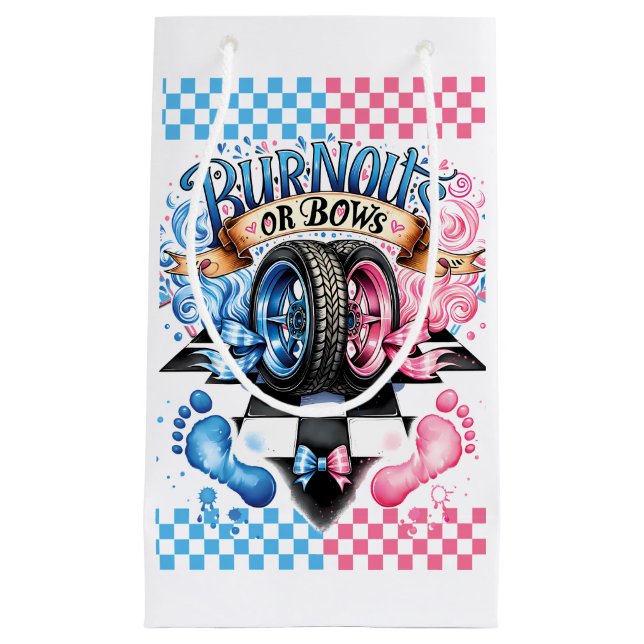 Gender Reveal Baby Shower Burnouts Bows Gift Bag (Front)