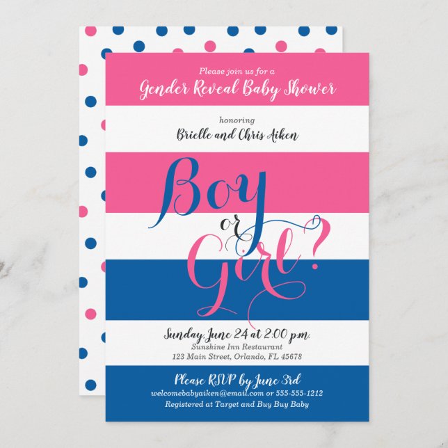 Gender Reveal Baby Shower invitation (Front/Back)