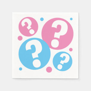 Gender reveal baby shower party pink and blue napkin