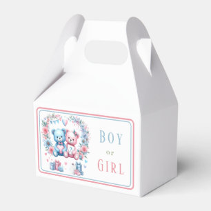 Gender reveal baby shower Teddy Bear blue pink 3 - Favor Box