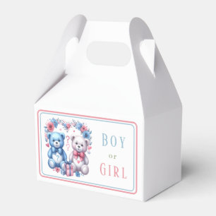 Gender reveal baby shower Teddy Bear blue pink 4 - Favor Box