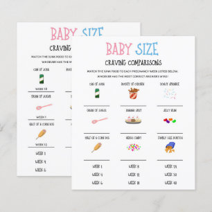 Gender Reveal Baby Size Craving Comparisons Game