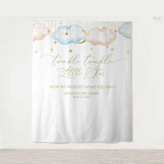 Gender Reveal Backdrop, Moon and Stars Tapestry