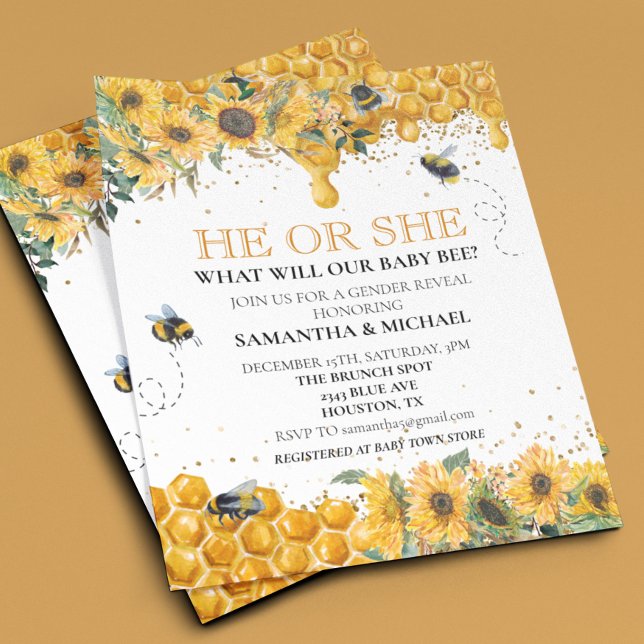 Gender Reveal Bee Honeycomb Watercolor  (Creator Uploaded)